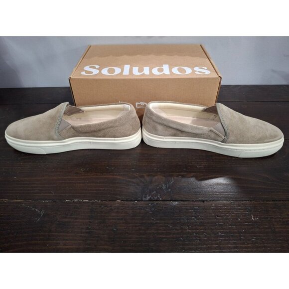 NIB Soludos Ibiza Suede  Slip-On Platform Sneakers in Sage (Grey)/Size 7 - Picture 4 of 11